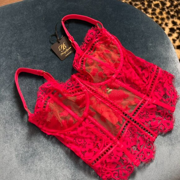 NWT Honey Birdette Molly Red Lace Bustier Size 36G / 36H (14G / 80H) - Picture 3 of 8